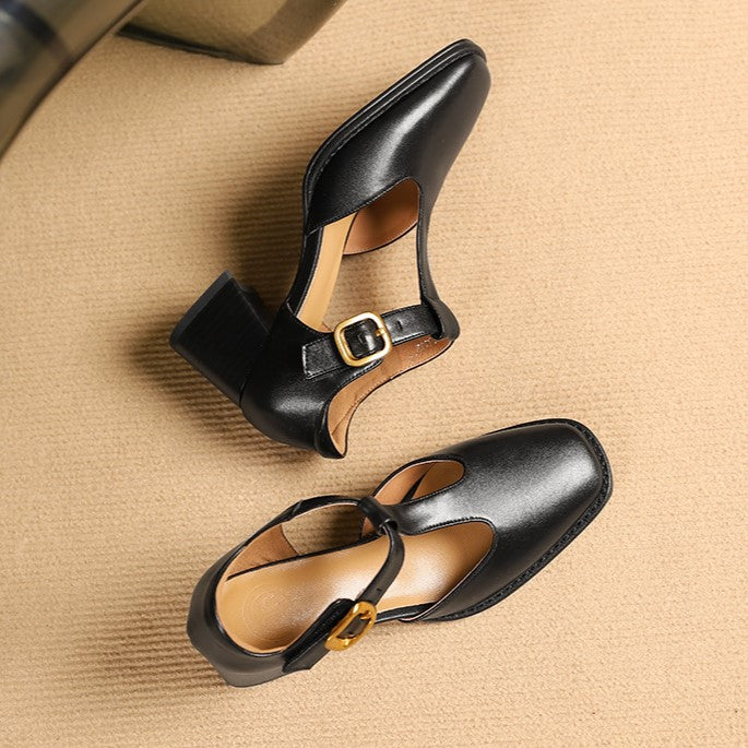 Sapatilhas de Couro Marcele T-Strap