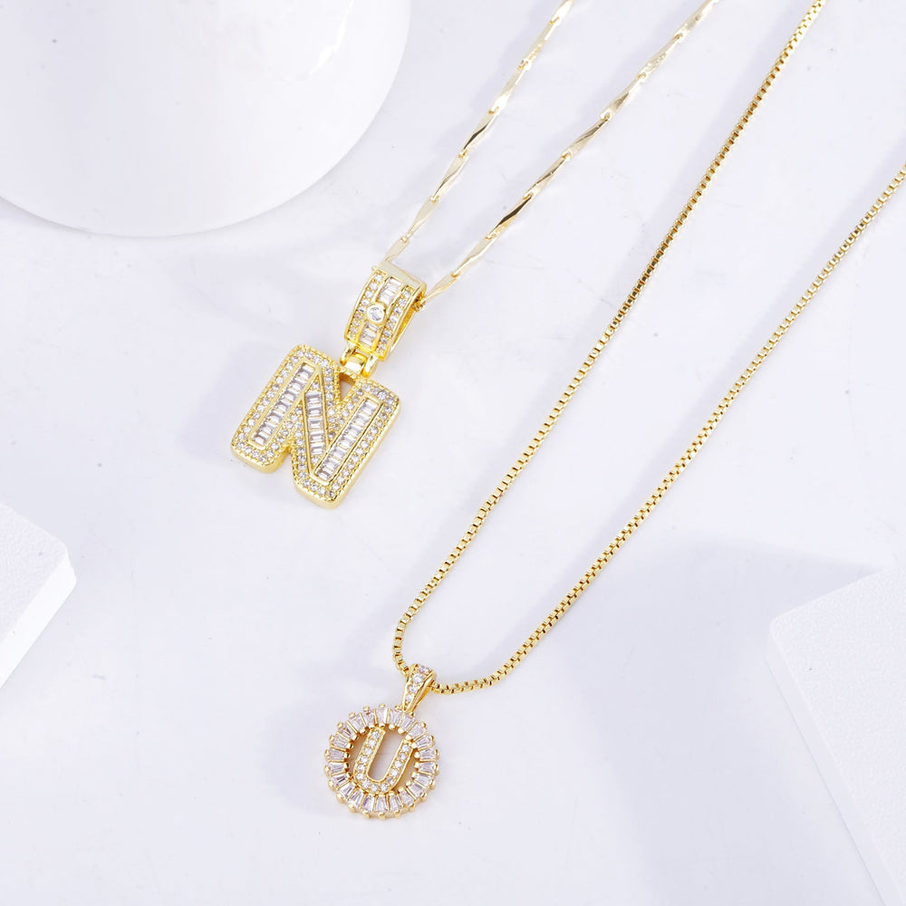 Anfangsbuchstabe Halskette Buchstabe Pavé-Set | Gold