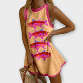 Célia - Vestido Mini Estampa Sardinha