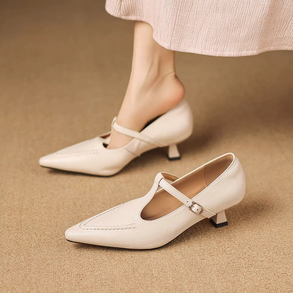 Marisa | Sapatos de Salto com Tira em T e Biqueira Pontiaguda