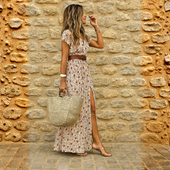 Júlia – Vestido longo boêmio fluido com cinto