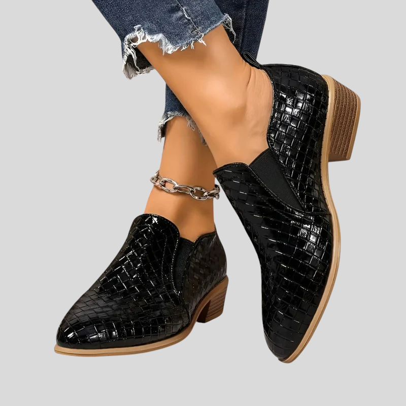 Leonor | Botins Entrançados com Salto Bloco