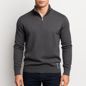 Sweater de Gola Zipper - Forma Ajustada