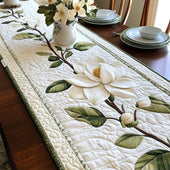 Caminho de Mesa Acolchoado Flor de Magnólia Rústica