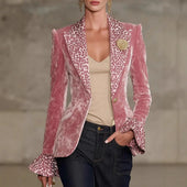 Perpétua | Blazer de Veludo com Lapela Leopardo