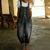 Ana - Macacão Vintage em Algodão Macio com Aspeto de Denim