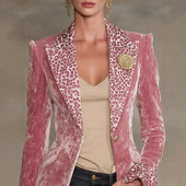 Perpétua | Blazer de Veludo com Lapela Leopardo