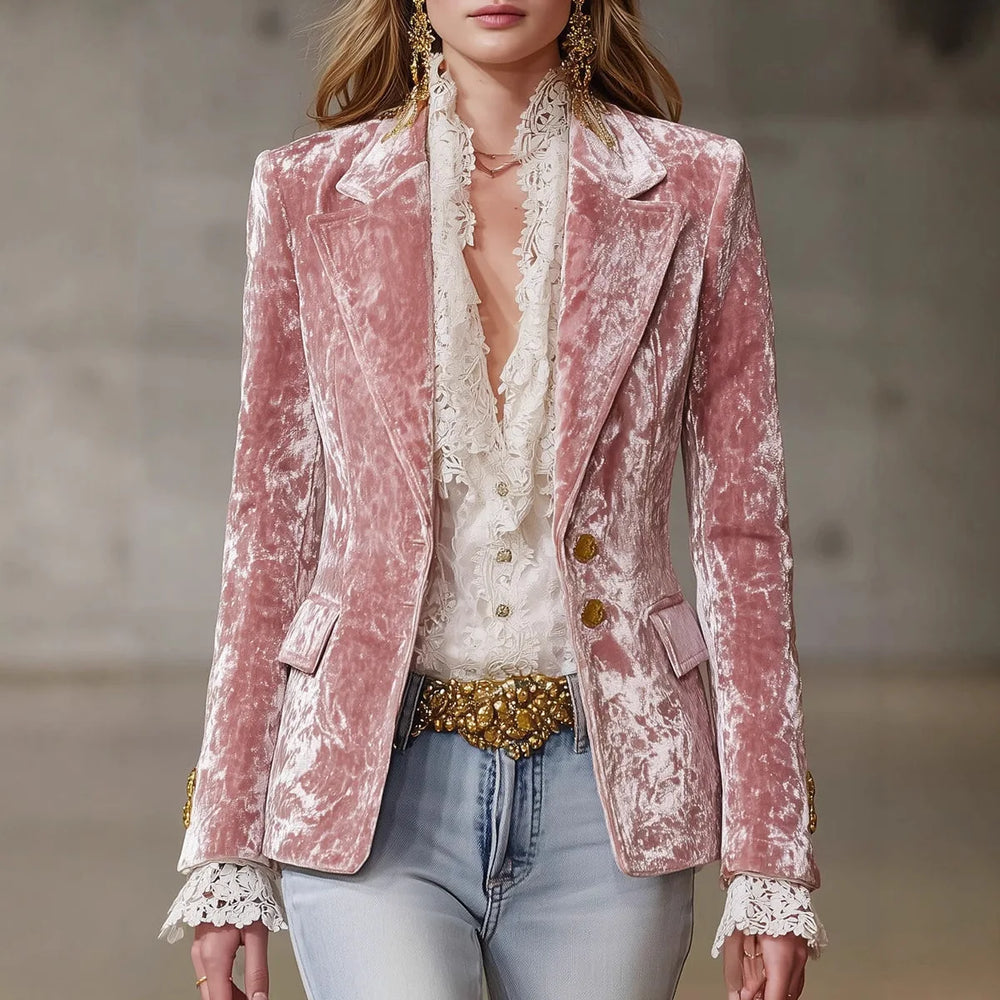 Honorata | Blazer de Veludo com Renda