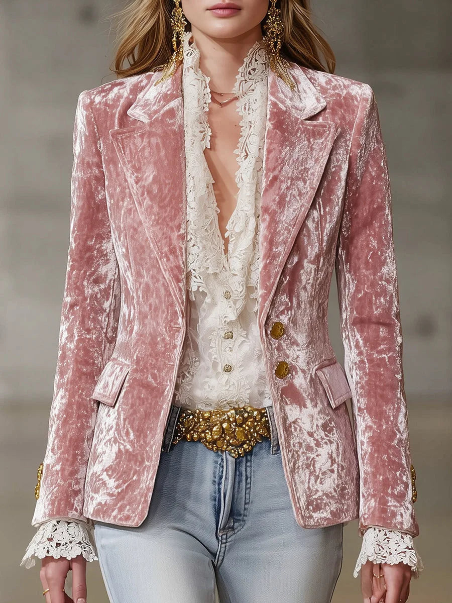 Honorata | Blazer de Veludo com Renda