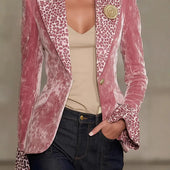 Perpétua | Blazer de Veludo com Lapela Leopardo