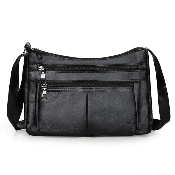 Hladká crossbody kabelka s viacerými vreckami