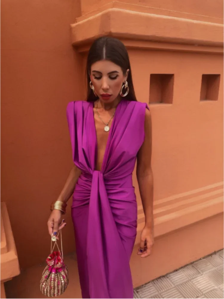 Eugénia | Vestido de Noite Drapeado Elegante