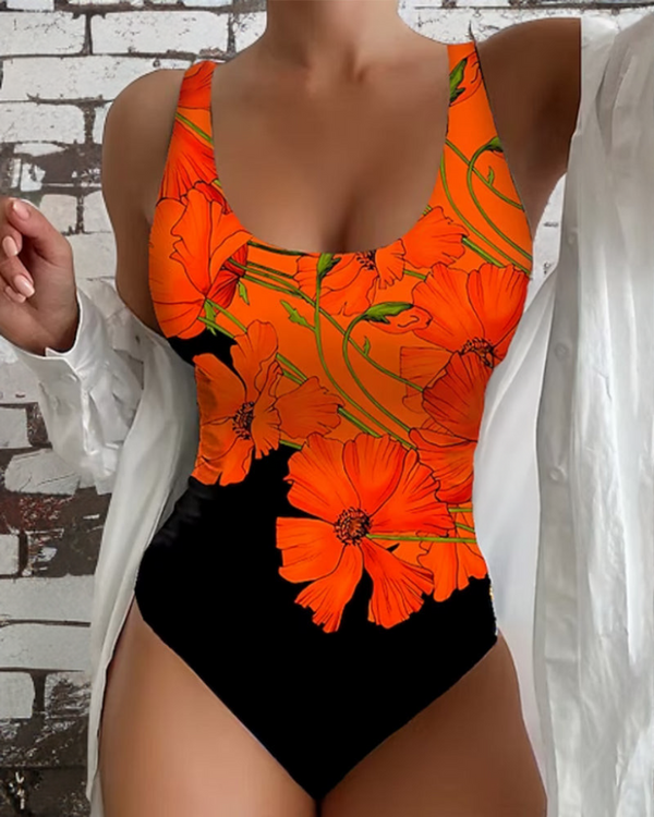 Luciana - Fato de banho de uma peça elegante com estampado floral