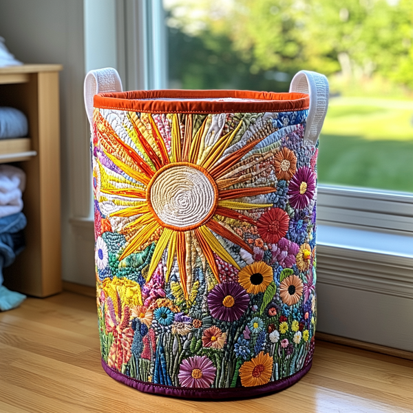 Girassol em Flor | Cesto de Roupa Feito à Mão