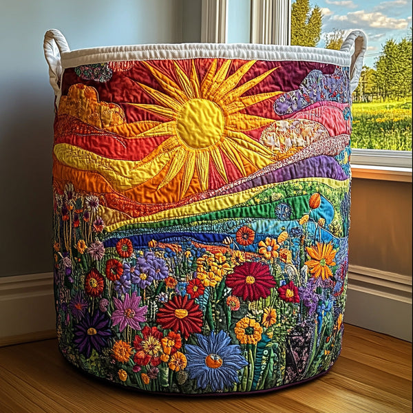 Flores e Sol | Cesto de Roupa Feito à Mão