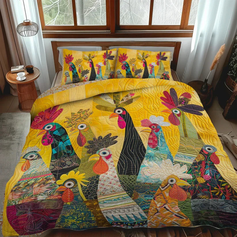 Conjunto de Cama 3 Peças Galos do Amanhecer