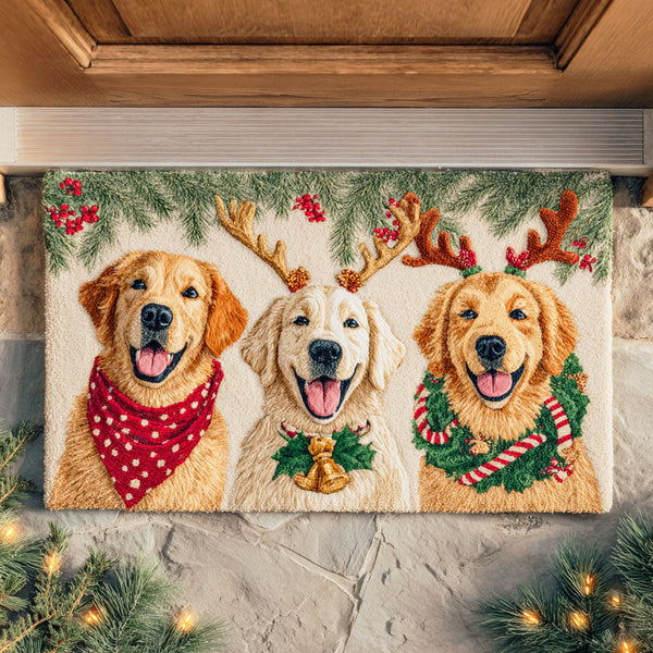 Tapete de Entrada Três Golden de Natal