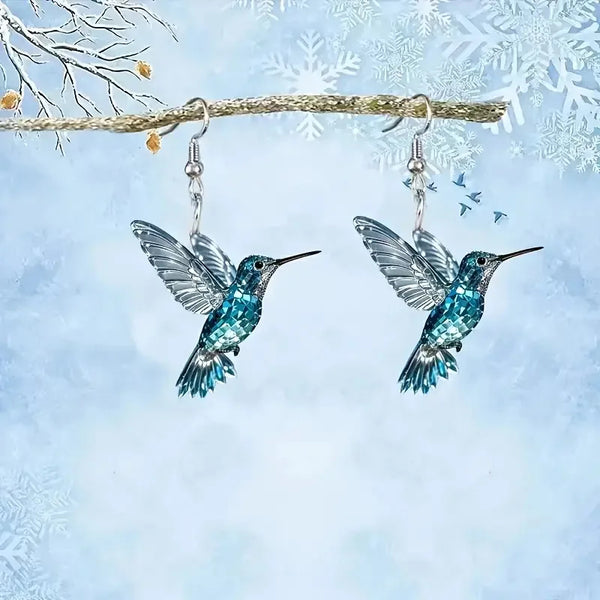 Elvira | Brincos Colibri Cristal Azul