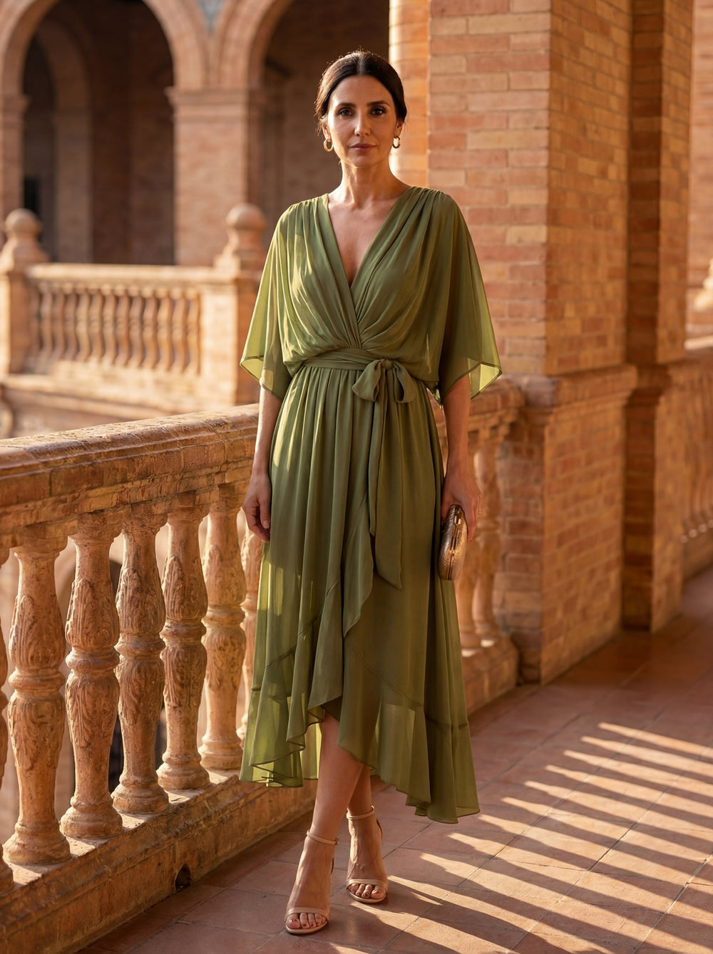 Mónica - Vestido de chiffon com decote em V