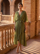 Mónica - Vestido de chiffon com decote em V