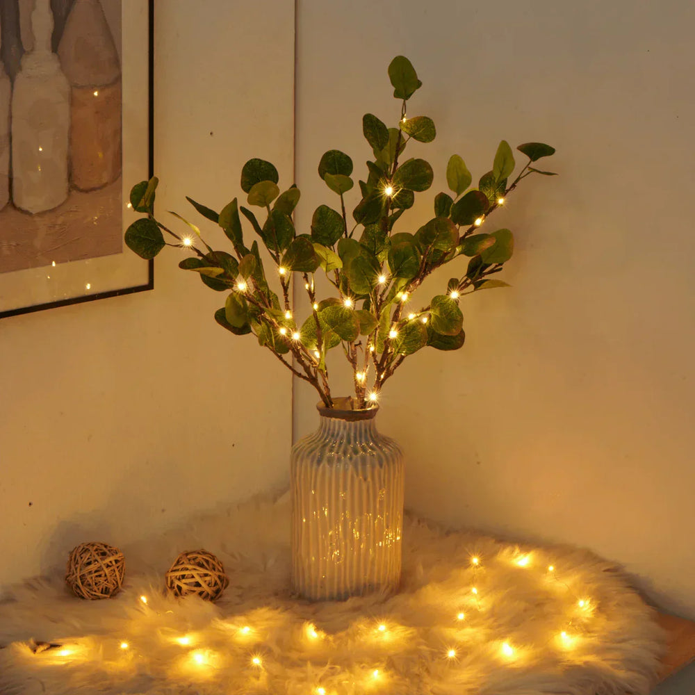 Ramos de Eucalipto com Luzes Decorativas