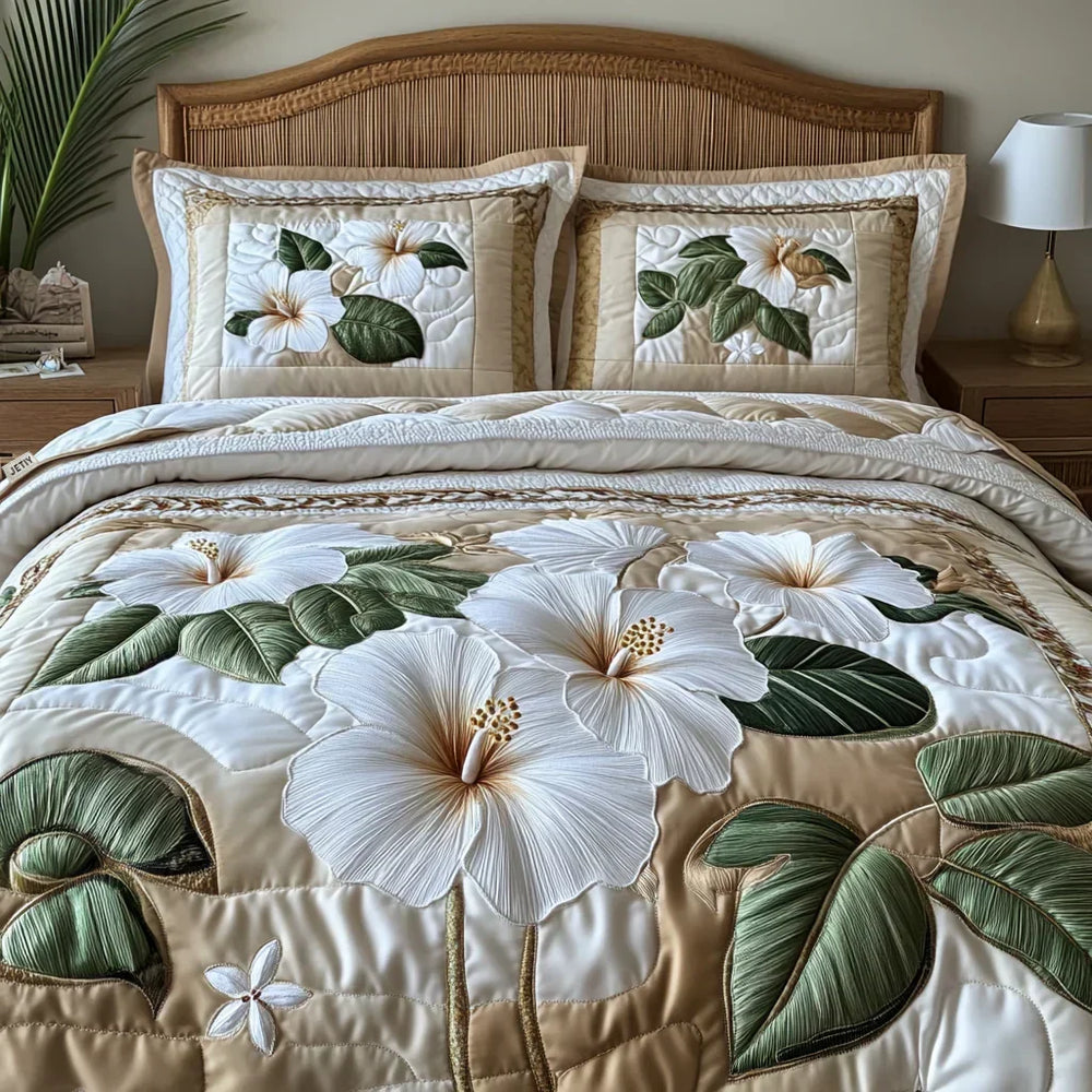 Conjunto de Cama 3 Peças Hibisco Branco