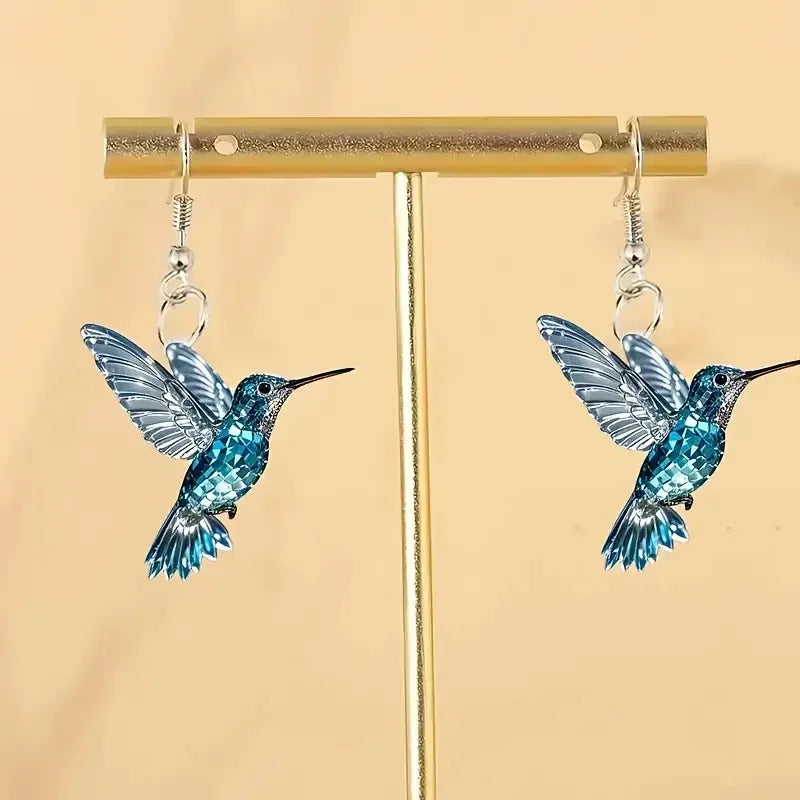 Elvira | Brincos Colibri Cristal Azul