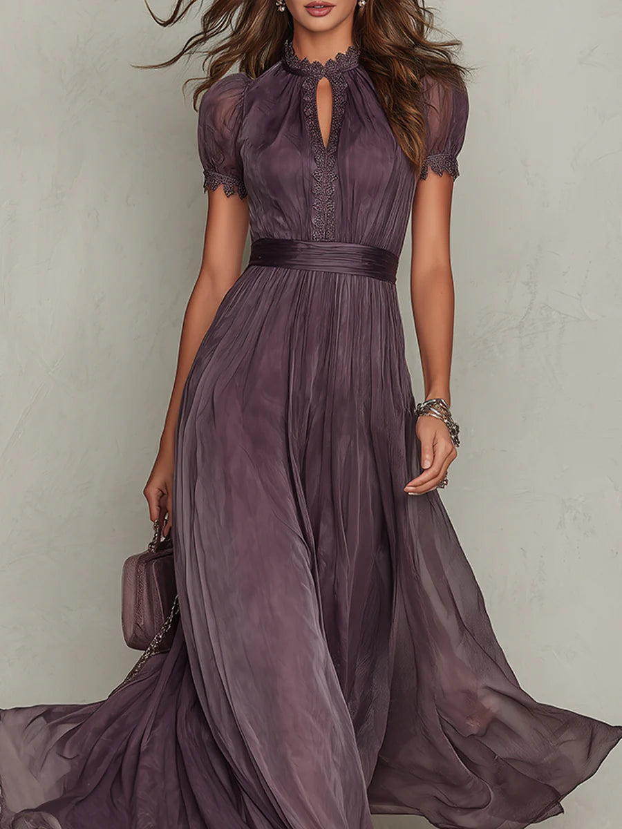 Flávia - Vestido longo roxo com decote