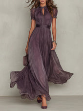 Flávia - Vestido longo roxo com decote