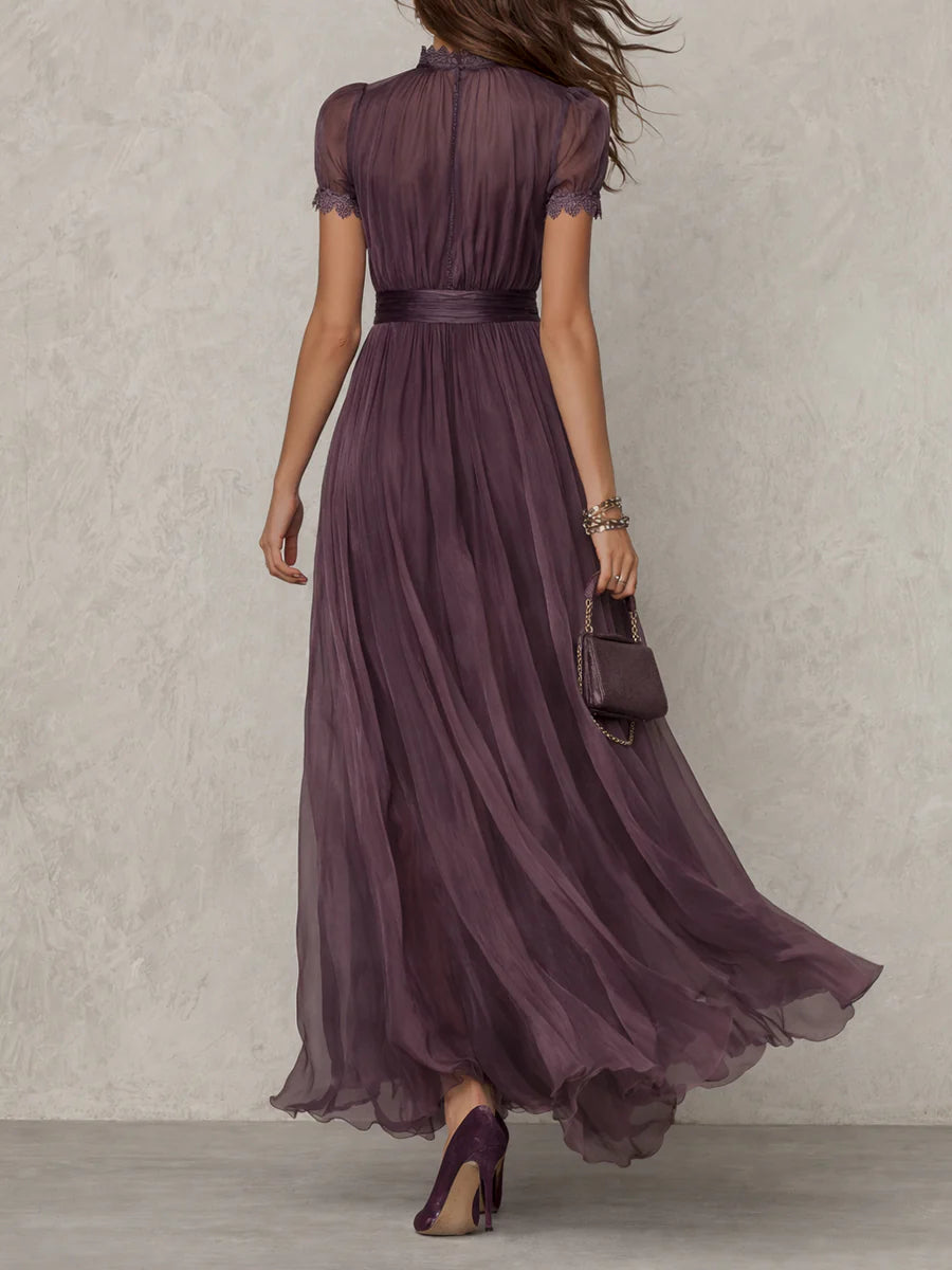 Flávia - Vestido longo roxo com decote