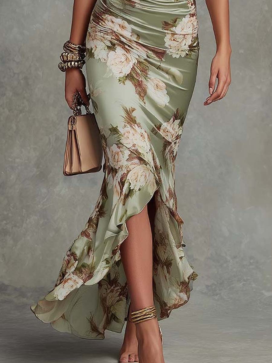 Débora | Vestido Comprido Floral com Mangas de Folhos