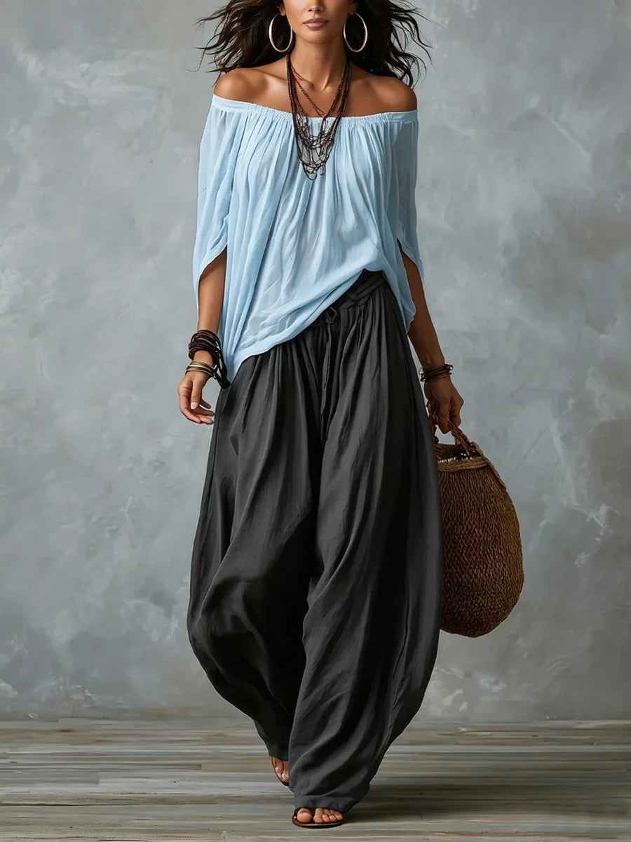 Judite | Conjunto com Top Assimétrico e Calça Palazzo