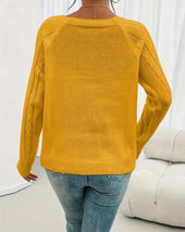 Enobarvni pulover z raglan rokavi in kitastim vzorcem