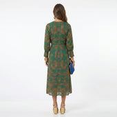 Teresa - Vestido Midi Estampado com Detalhe de Nó