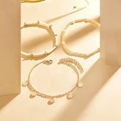Mehrlagige Knöchelketten Coastal Charm 3-teilig | Gold