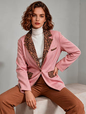 Clementina | Blazer de Veludo com Detalhes Leopardo