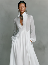 Liana - Vestido maxi minimalista de algodão e linho