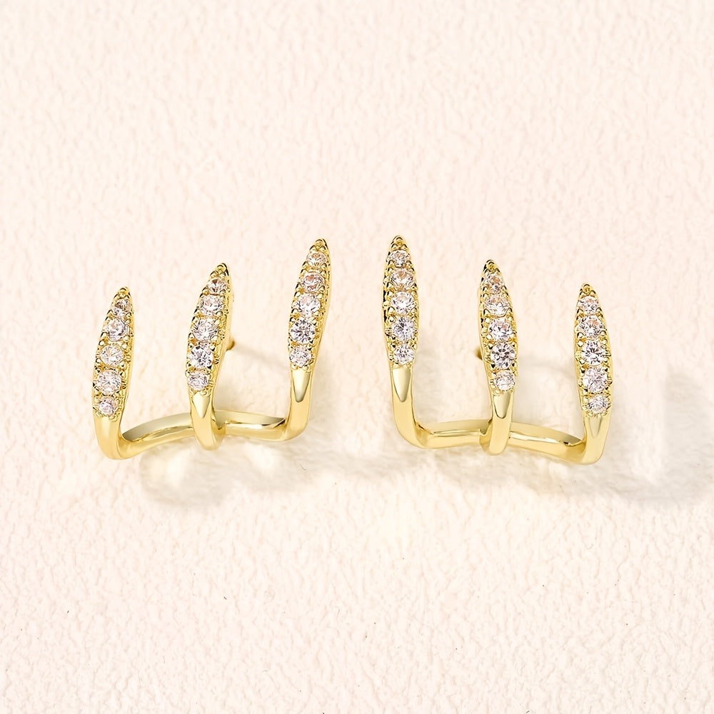 Elegante Strass Dreikrallen Ohrringe