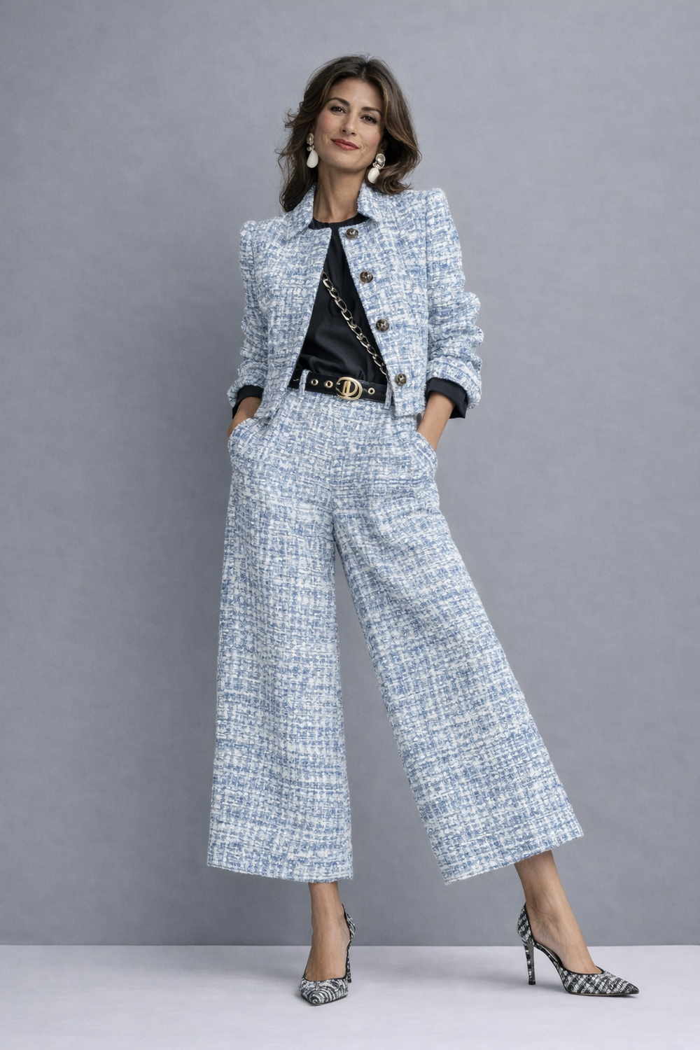 Lucía | Conjunto de Blazer Tweed e Calça Larga