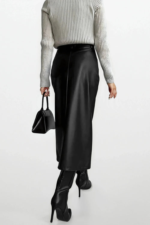 Sukňa s rázporkom a hladkým vzhľadom
