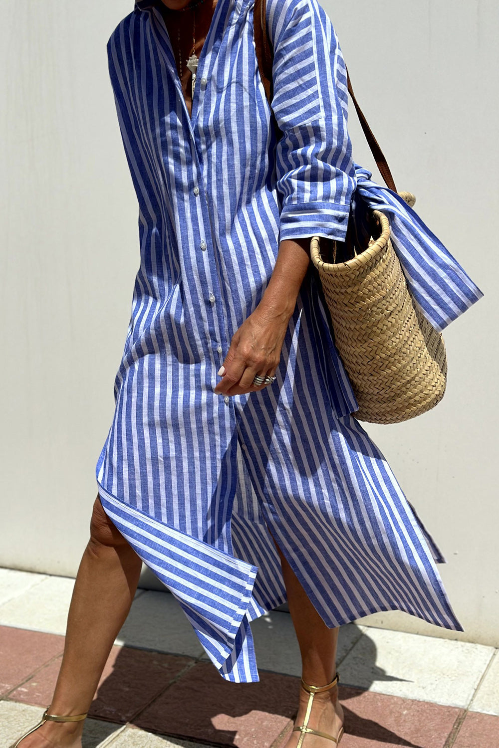 Susana | Vestido Camiseiro às Riscas