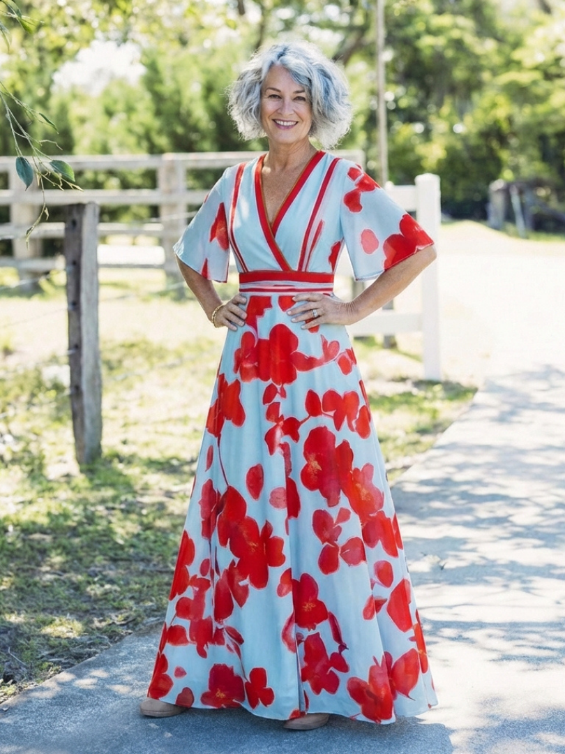 Carolina | Vestido Comprido com Estampado de Flores