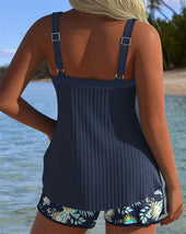 Serafina - Tankini às Riscas com Parte de Baixo de Biquíni em Duas Peças