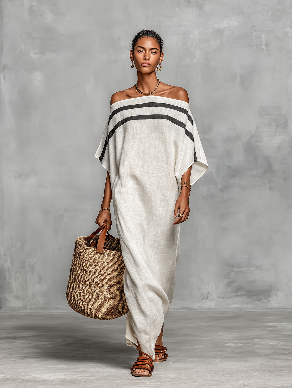 Amélia - Vestido maxi feminino minimalista em linho