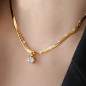 Anhänger Halskette mit Rhinestones Elegant | Gold