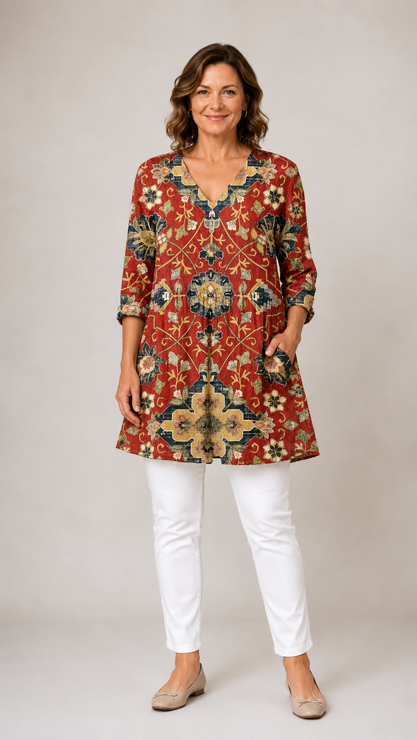 AMOURA | Dolga bluza z V-izrezom