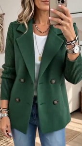 Cristina | Blazer Trespassado com Mangas de Malha