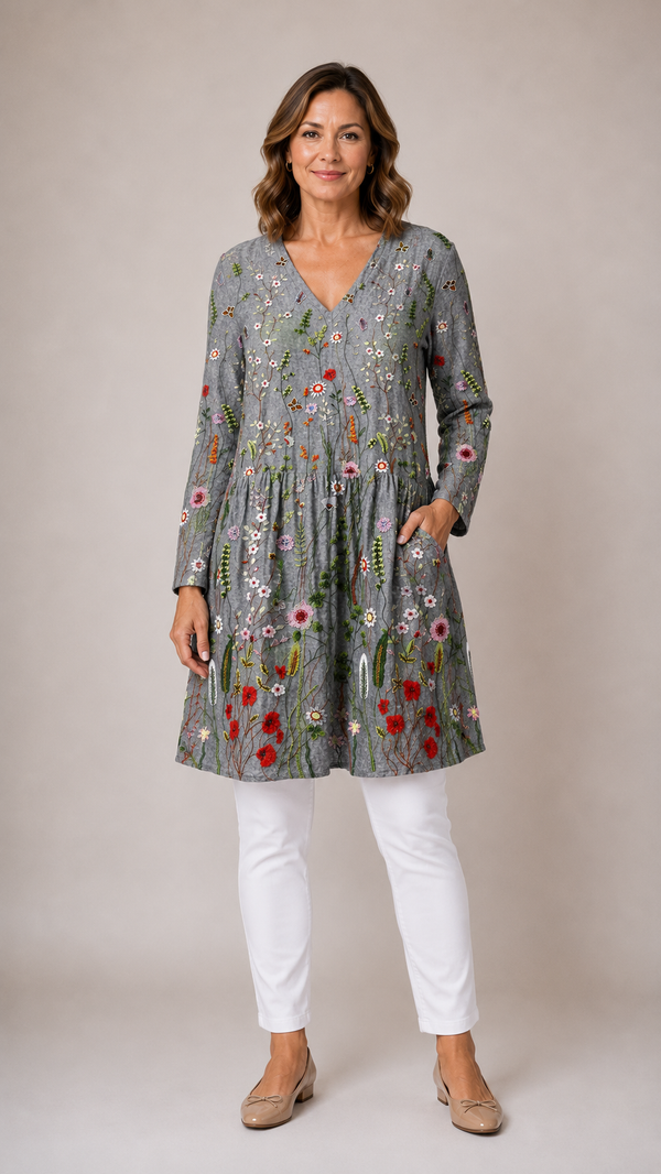 AUDREY | Dolga bluza z V-izrezom