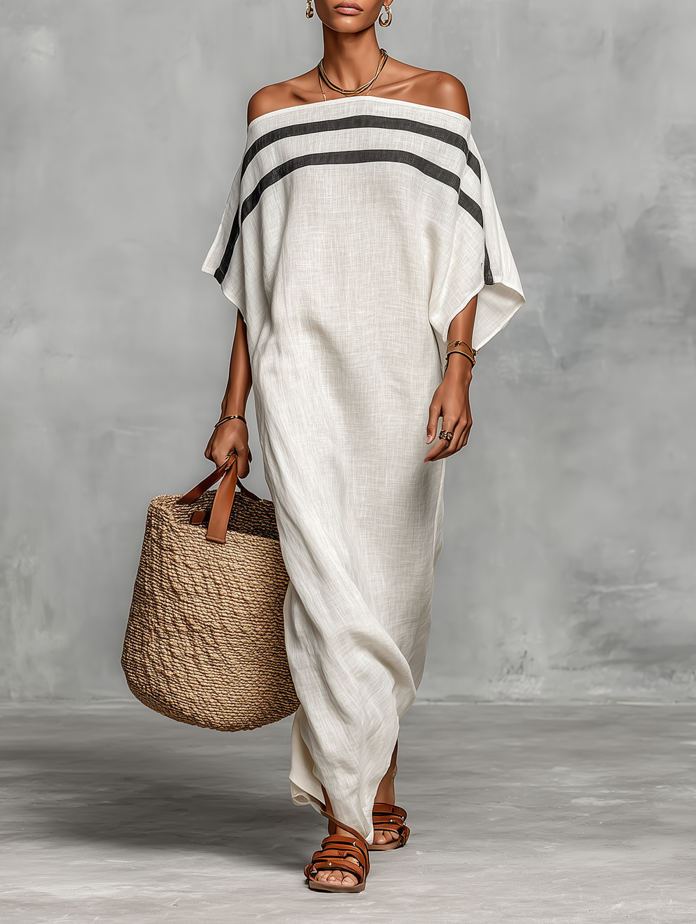 Amélia - Vestido maxi feminino minimalista em linho