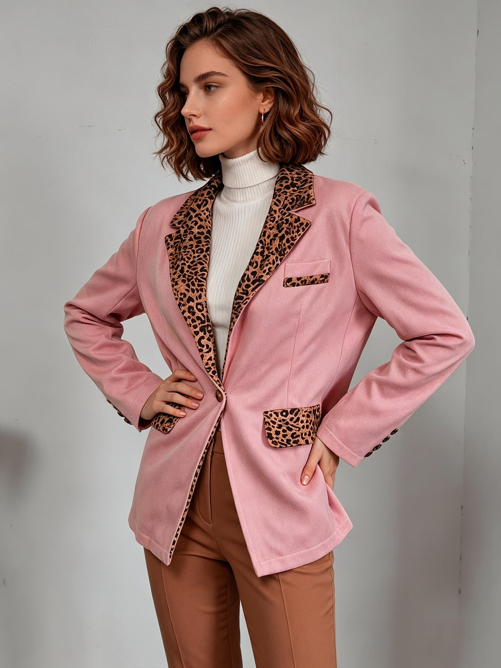 Clementina | Blazer de Veludo com Detalhes Leopardo